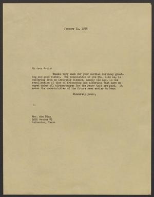 [Letter from I. H. Kempner to Mrs. Abe Blum - January 14, 1956]