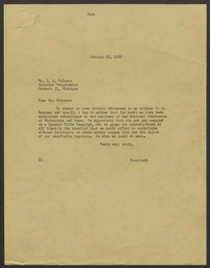 [Letter from I. H. Kempner to Mr. Colbert -  October 22, 1956]