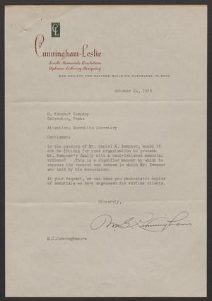 [Letter from M. G. Cunningham to H. Kempner - October 24, 1956]