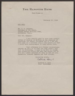 [Letter from Richard S. Carr to I. H. Kempner - February 14, 1956]