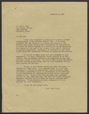 [Letter from I. H. Kempner to Asa L. Crew - December 3, 1956]