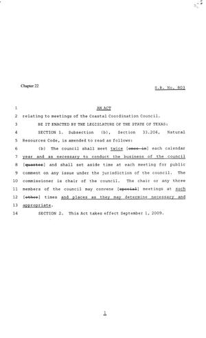 81st Texas Legislature, Senate Bill 803, Chapter 22