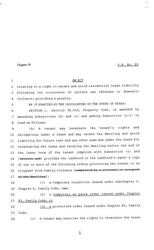 81st Texas Legislature, Senate Bill 83, Chapter 18