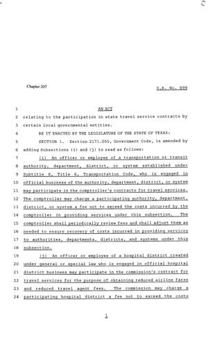 Primary view of object titled '81st Texas Legislature, Senate Bill 899, Chapter 207'.