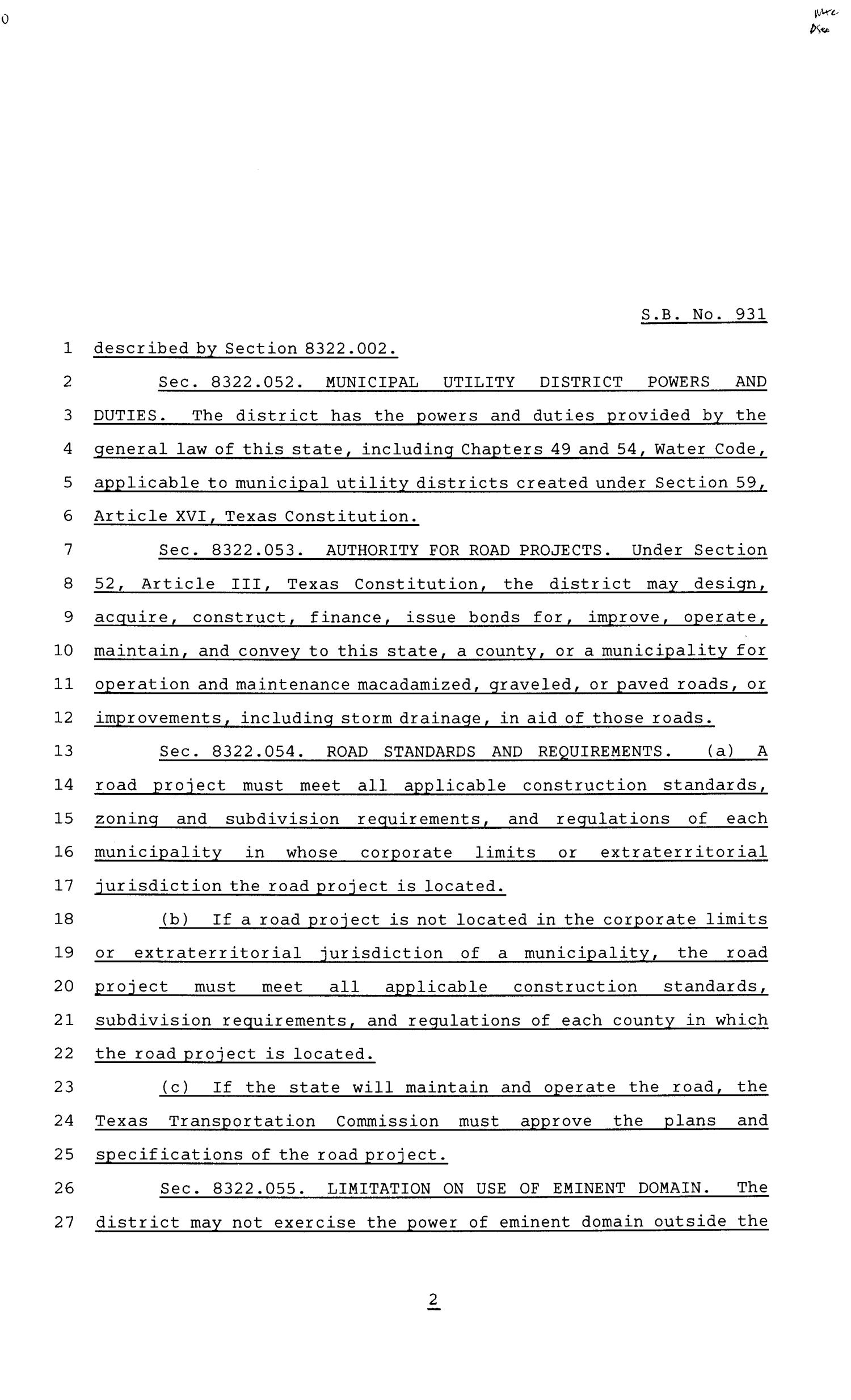 81st Texas Legislature, Senate Bill 931, Chapter 210
                                                
                                                    [Sequence #]: 2 of 5
                                                