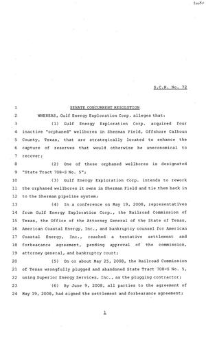 81st Texas Legislature, Senate Concurrent Resolutions 72