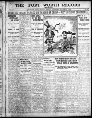 Primary view of object titled 'The Fort Worth Record and Register (Fort Worth, Tex.), Vol. 13, No. 49, Ed. 1 Thursday, December 3, 1908'.