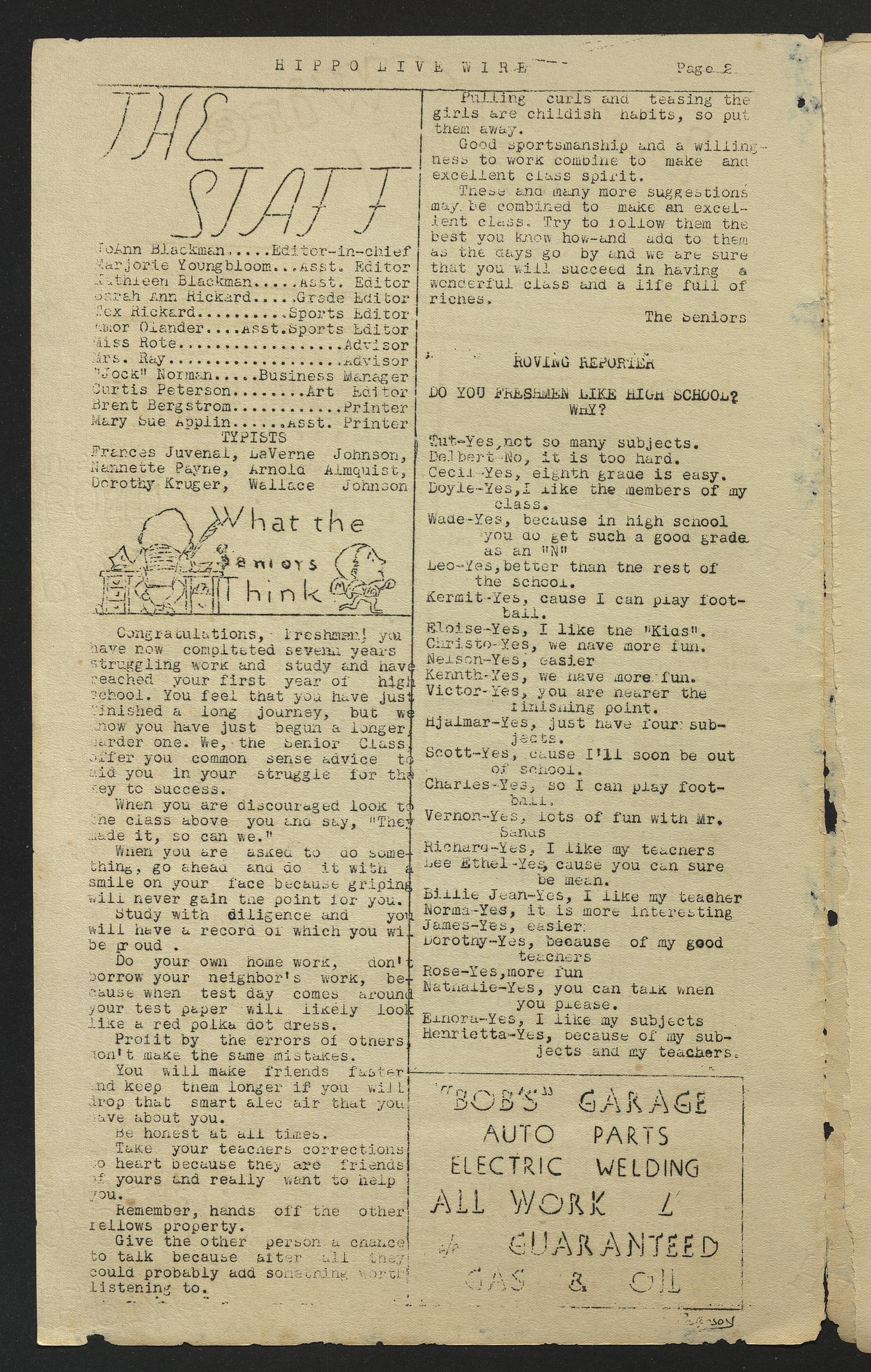 Hippo Live Wire (Hutto, Tex.), Vol. 5, No. 5, Ed. 1 Friday, November 7, 1941
                                                
                                                    [Sequence #]: 2 of 6
                                                