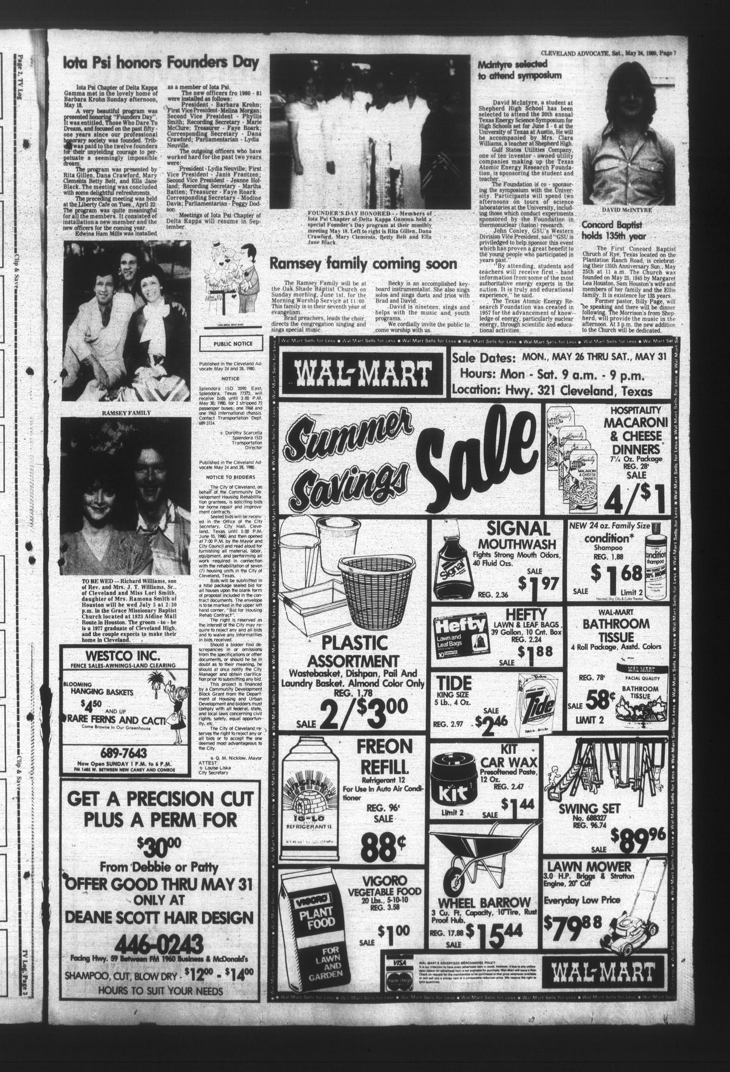 Cleveland Advocate (Cleveland, Tex.), Vol. 61, No. 42, Ed. 1 Saturday, May 24, 1980
                                                
                                                    [Sequence #]: 7 of 33
                                                
