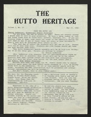 Primary view of object titled 'The Hutto Heritage (Hutto, Tex.), Vol. 1, No. 15, Ed. 1 Tuesday, May 27, 1986'.