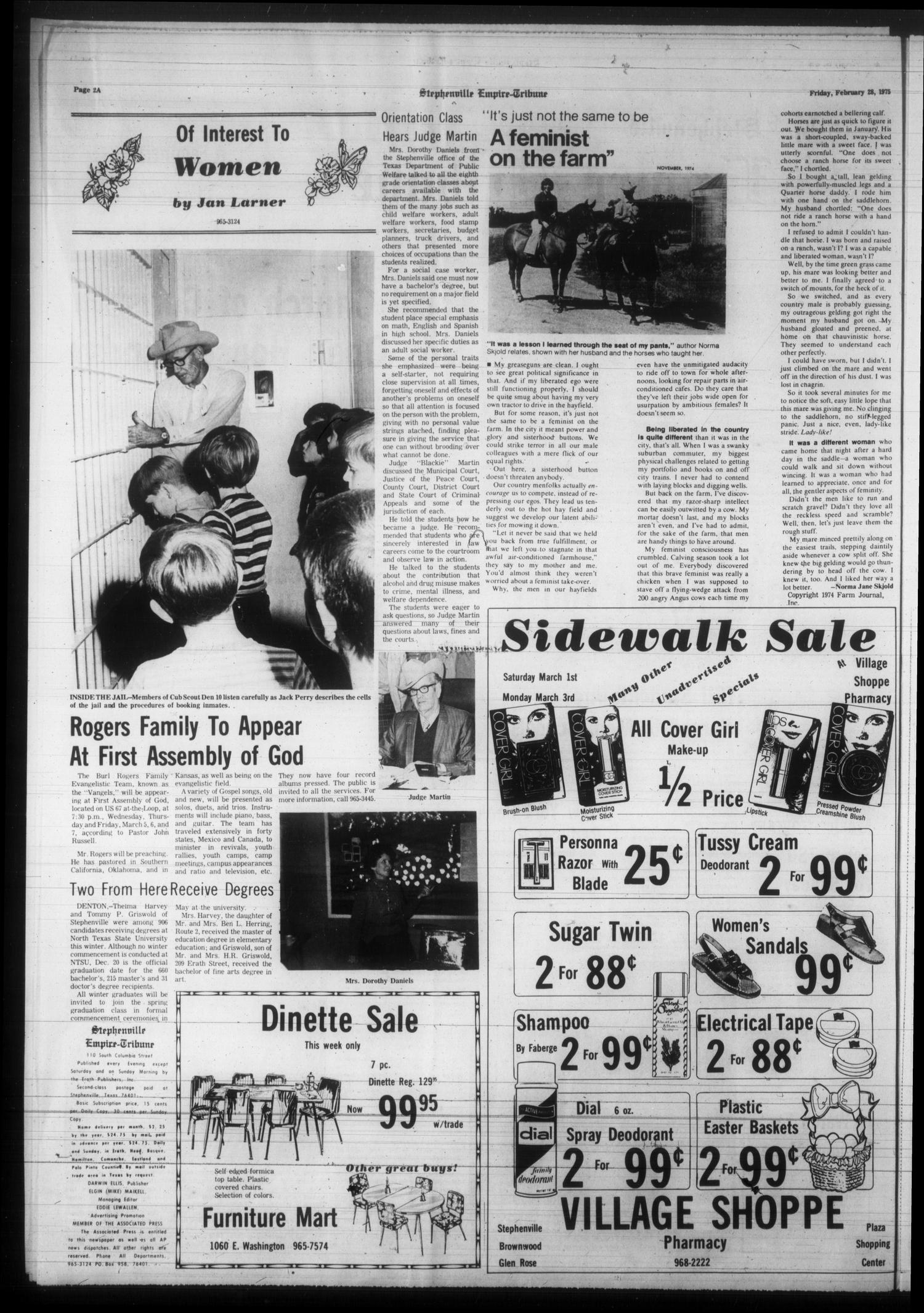 Stephenville Empire-Tribune (Stephenville, Tex.), Vol. 106, No. 44, Ed. 1 Friday, February 28, 1975
                                                
                                                    [Sequence #]: 2 of 10
                                                