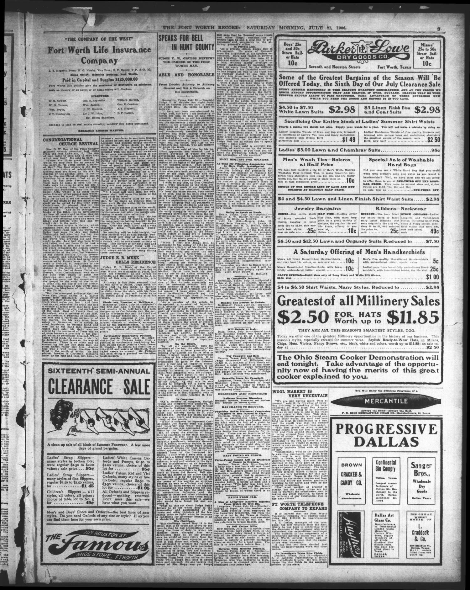 The Fort Worth Record and Register (Fort Worth, Tex.), Vol. 10, No. 279, Ed. 1 Saturday, July 21, 1906
                                                
                                                    [Sequence #]: 3 of 12
                                                