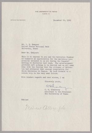 [Letter from C. R. Granberry to Isaac H. Kempner, December 14, 1949]