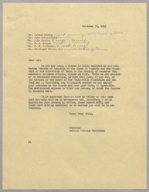 [Letter from I. H. Kempner to members of Sealy-Smith Foundation, November 30, 1949]