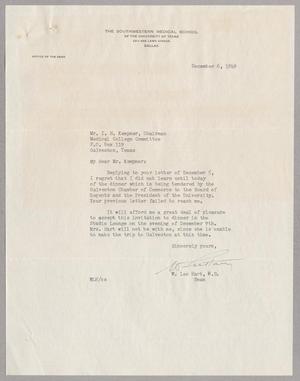[Letter from W. Lee Hart to I. H. Kempner, December 6, 1949]