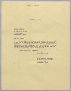 Primary view of object titled '[Letter from I. H. Kempner to Edward B. Tucker, December 1, 1949]'.