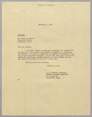 [Letter from I. H. Kempner to David M. Warren, December 1, 1949]