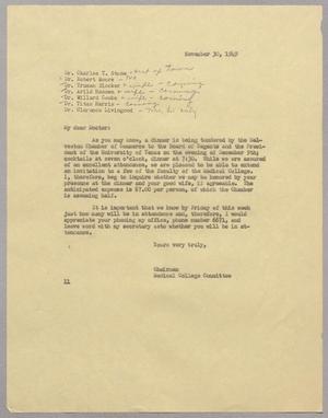 [Letter from I. H. Kempner to doctors of Medical College, November 30, 1949]