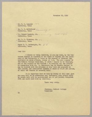 [Letter from I. H. Kempner to members of Medical College Committee, November 28, 1949]