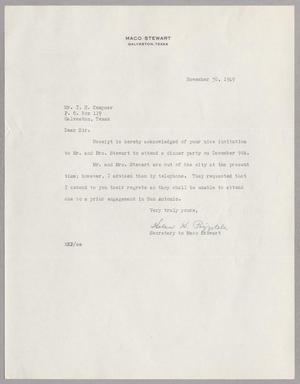 [Letter from Helen K. Pizzitola to I. H. Kempner, November 30, 1949]