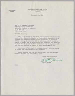 [Letter from Scott Gaines to I. H. Kempner, November 30, 1949]