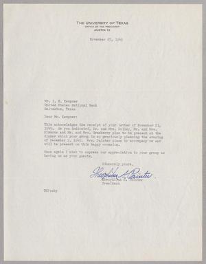 [Letter from Theophilus S. Painter to I. H. Kempner, November 25, 1949]