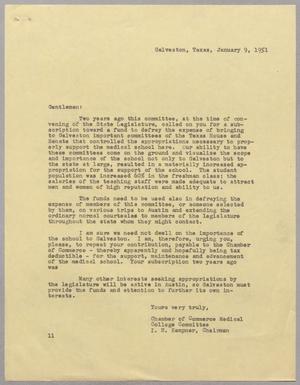 [Letter from Medical College Committee to several individuals, January 9, 1951]