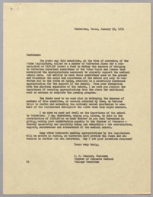 [Letter from Medical College Committee to several companies, January 12, 1951]