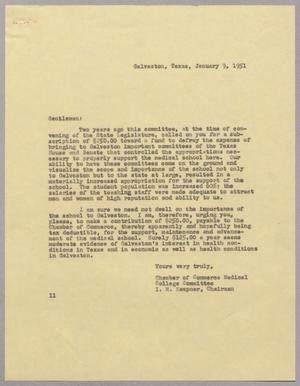 [Letter from Medical College Committee to several companies, January 9, 1951, #2]