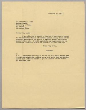 [Letter from I. H. Kempner to Chauncey D. Leake, November 23, 1951]