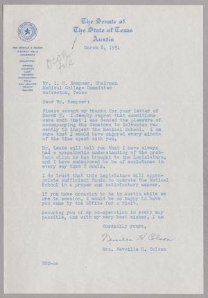 [Letter from Neveille H. Colson to I. H. Kempner, March 8, 1951]