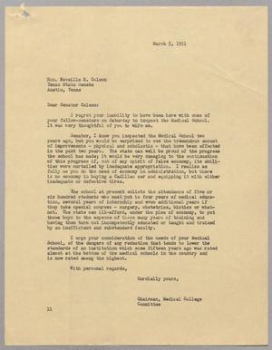 [Letter from I. H. Kempner to Neveille H. Colson, March 5, 1951]