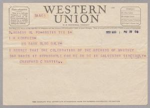 [Telegram from Crawford C. Martin to I. H. Kempner, March 1, 1951]