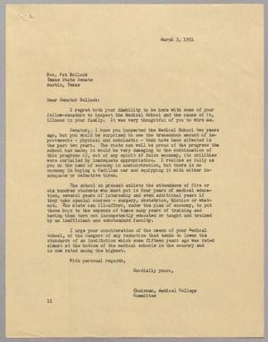 [Letter from I. H. Kempner to Pat Bullock, March 3, 1951]