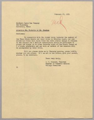 [Letter from I. H. Kempner to Southern Union Gas Company, February 27, 1951]