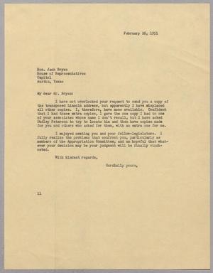 [Letter from I. H. Kempner to Jack Bryan, February 26, 1951]