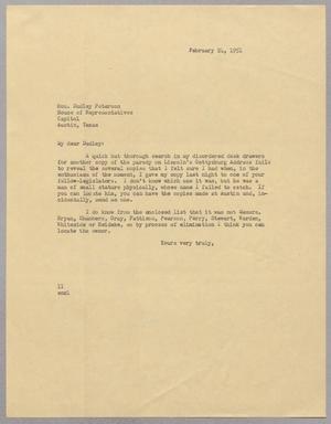 [Letter from I. H. Kempner to Dudley Peterson, February 24, 1951]