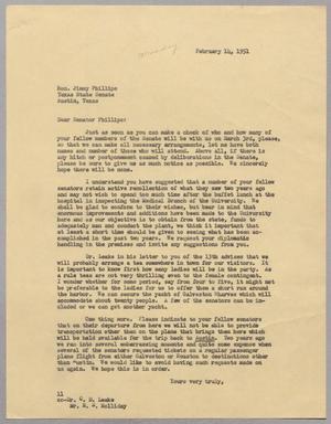 [Letter from I. H. Kempner to Jimmy Phillips, February 14, 1951]