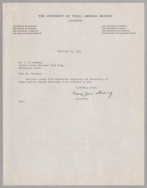 [Letter from Mary Jane Steding to I. H. Kempner, February 13, 1951]
