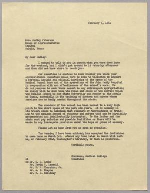[Letter from I. H. Kempner to Dudley Peterson, February 5, 1951]