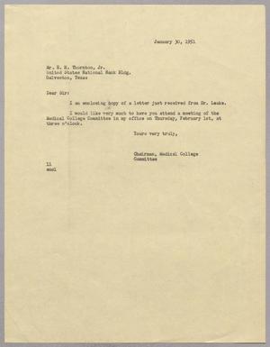 [Letter from Isaac Herbert Kempner to E. H. Thornton, Jr., January 30, 1951]