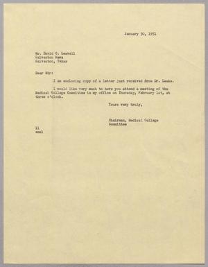 [Letter from Isaac Herbert Kempner to David C. Leavell, January 30, 1951]