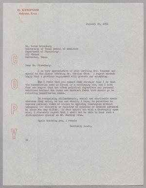 [Copy of a Letter from I. H. Kempner to Ruven Greenberg, January 28, 1951]