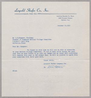 Primary view of object titled '[Letter from Leopold Shafer Co, Inc. to I. H. Kempner, January 19, 1951]'.