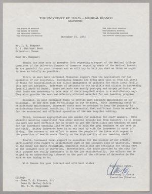 [Letter from Chauncey D. Leake to I. H. Kempner, November 23, 1953]
