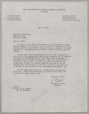 [Letter from Chauncey D. Leake to Harold Seay, May 20, 1953]