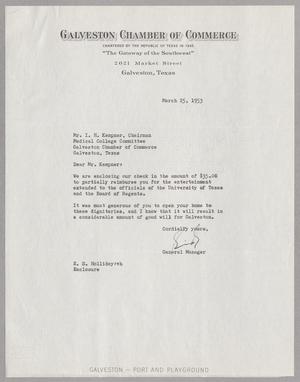 [Letter from E. S. Holliday to I. H. Kempner, March 25, 1953]