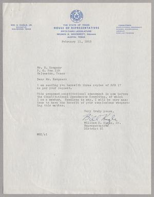 [Letter from William H. Kugle, Jr. to I. H. Kempner, February 11, 1953]