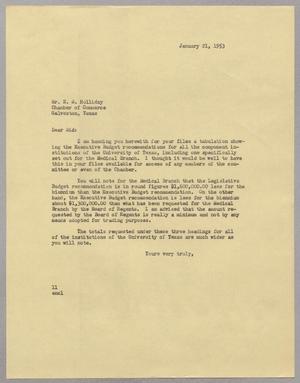 [Letter from Isaac H. Kempner to E. S. Holliday, January 21, 1953]