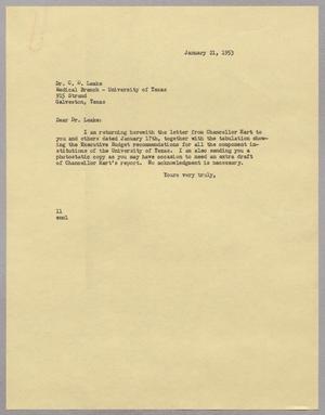 [Letter from Isaac H. Kempner to D. C. Leake, January 21, 1953]